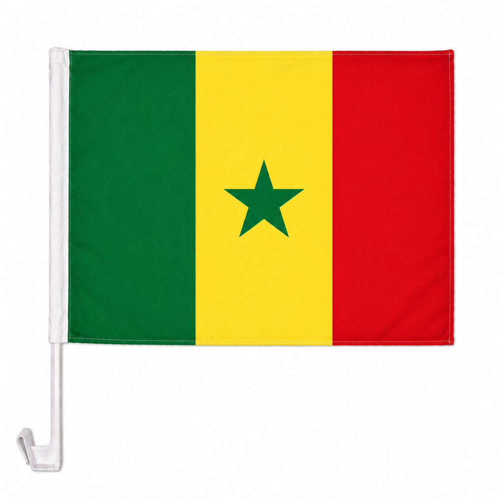 Senegal Flag with Car Window Clip