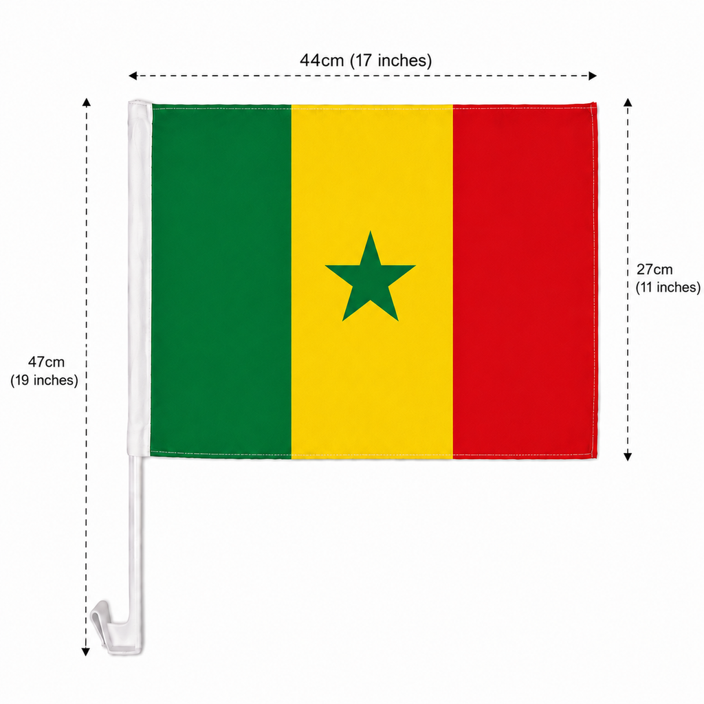 Senegal Flag with Car Window Clip