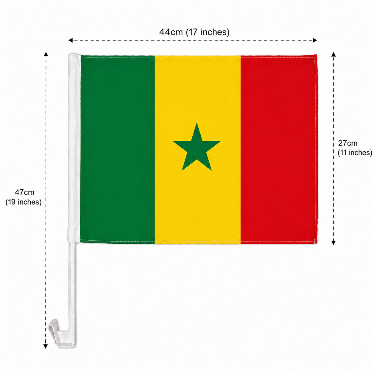 Senegal Flag with Car Window Clip