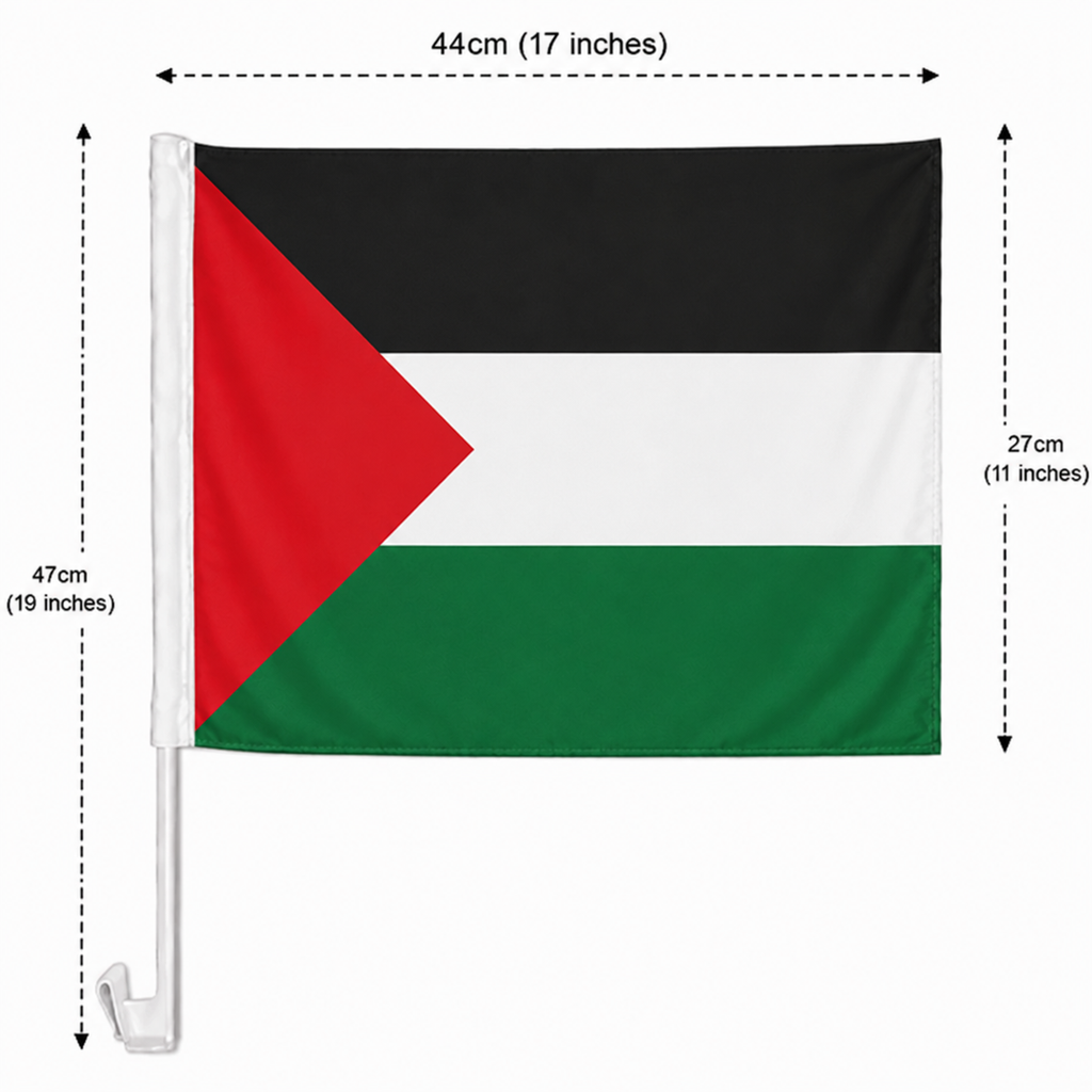 Palestine Flag with Car Window Clip