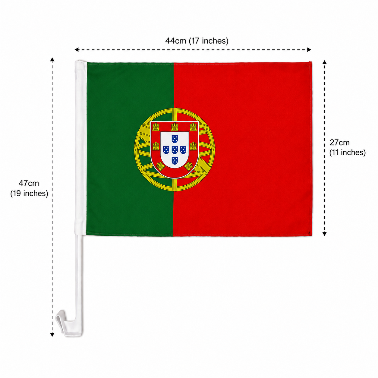 Portugal Flag with Car Window Clip